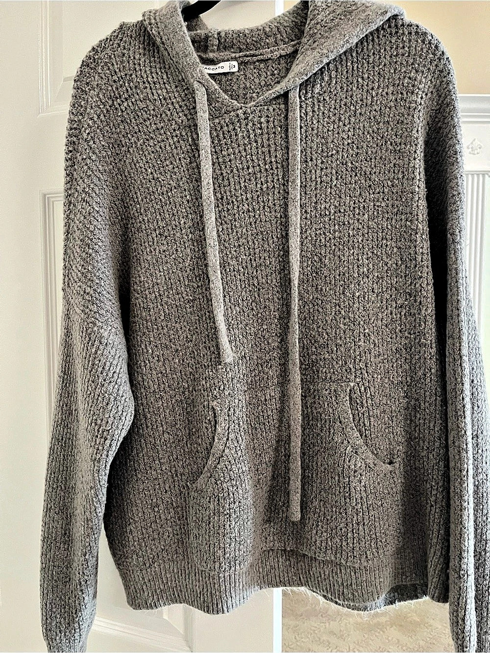 STACCATO Hooded Knit Sweater in Gray Size Medium